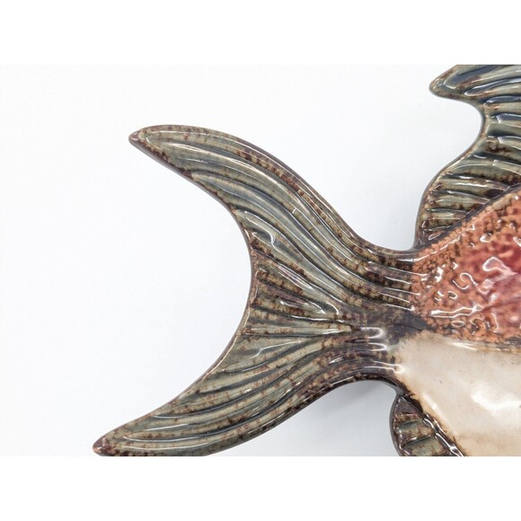 Pier 1 One Imports Hand Painted Fish Shaped Trinket Dish Bowl Tray Nautical 12" - Picture 9 of 11